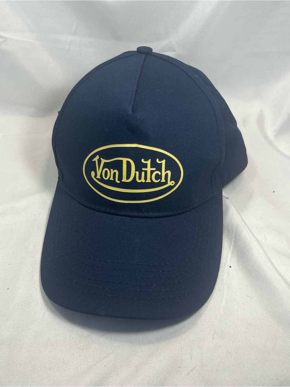 Von Dutch Navy Cap with Yellow Logo Patch